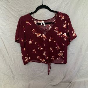 Tie floral crop top